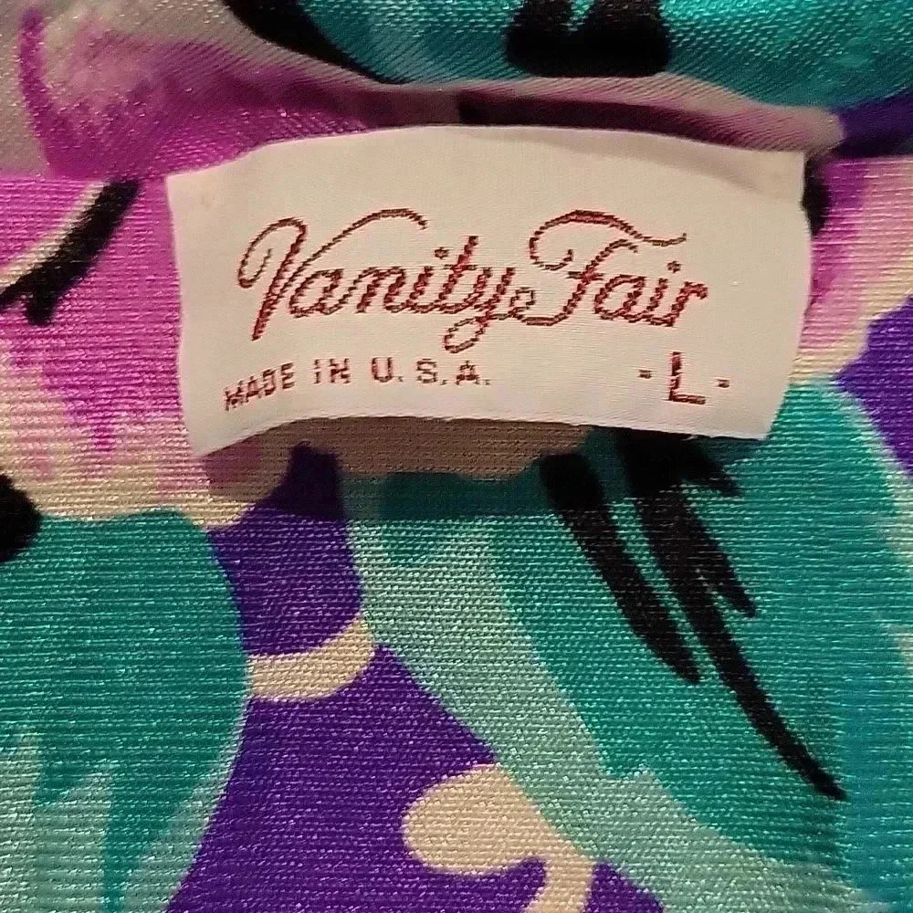 Vintage Vanity Fair Floral Robe Kimono Tunic Cover-Up Side Pockets Sz L - Picture 5 of 12